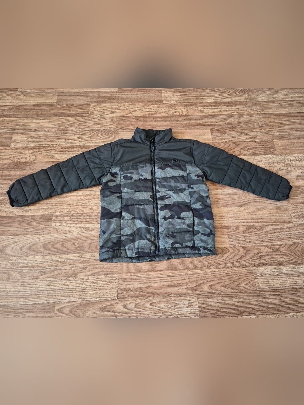 Billabong Boy's Green Camouflage Puffer Sweater